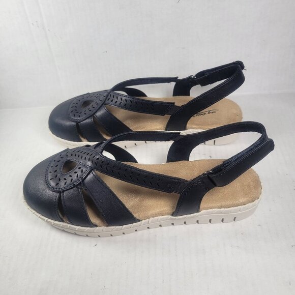 Easy Street Women Comfort Wave Tilda Adjustable Black Cut-Out Sandals Size 6.5 - Picture 1 of 8